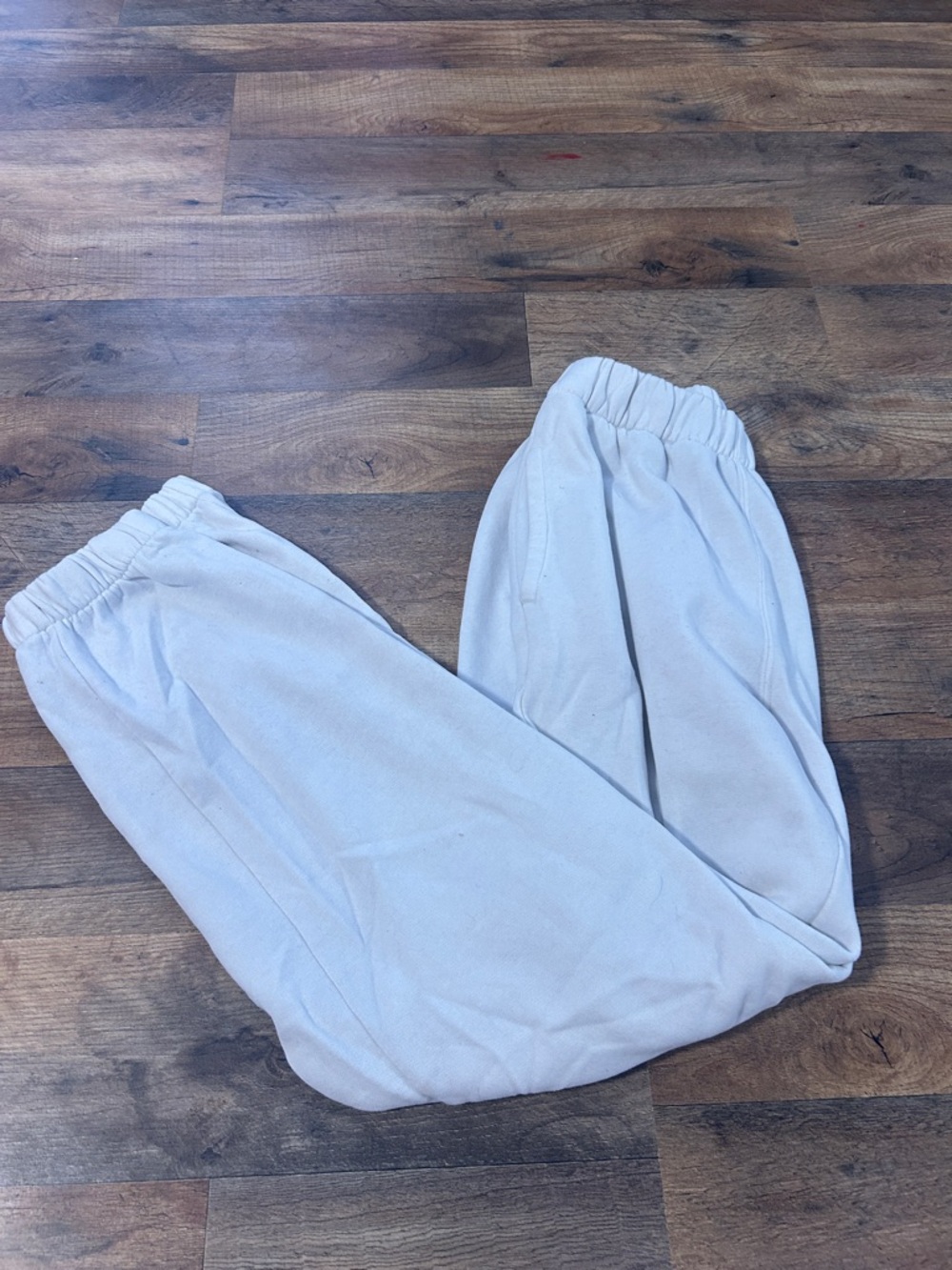 White Elastic Waist Jogger Pants